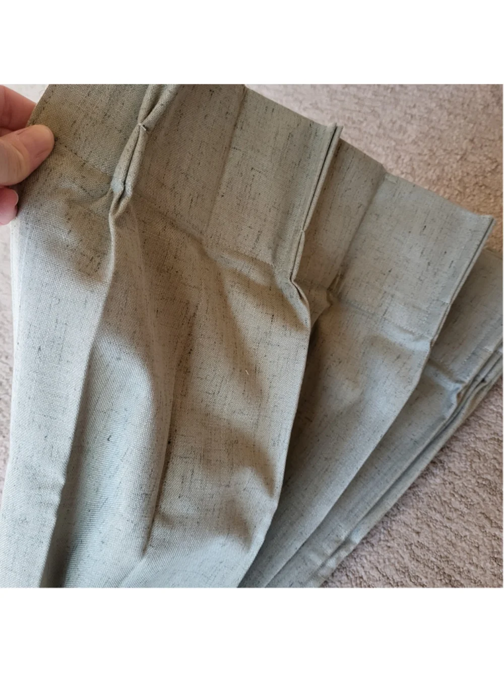 Sage Green Pinch Pleat Lined Curtains - 52x90 - Back Tab - 2 Panels - NIP